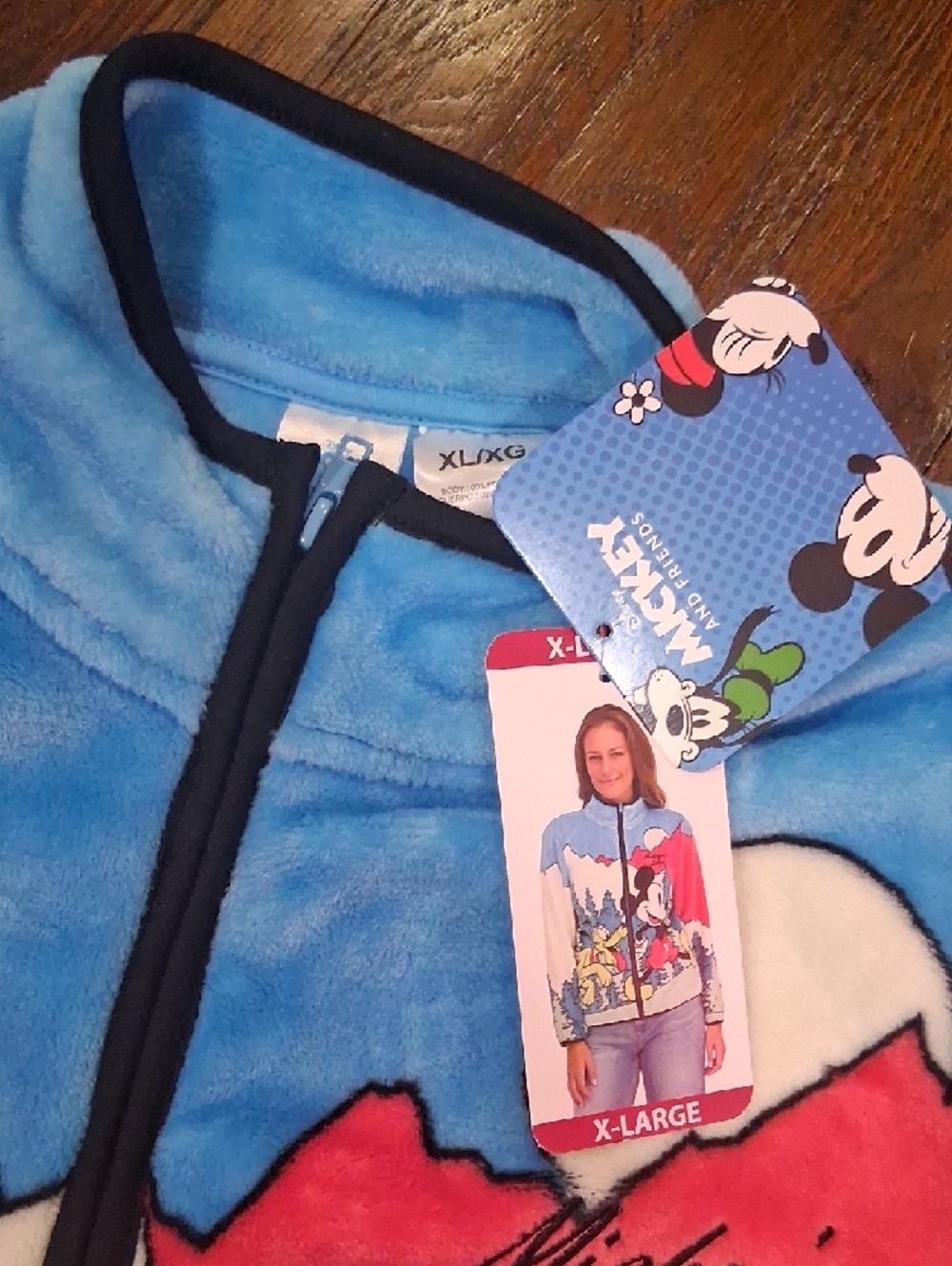 Disney Womwa Mickey & Pluto Fleece Jacket - Blue, Red, Yellow, Green, White - Picture 2 of 3
